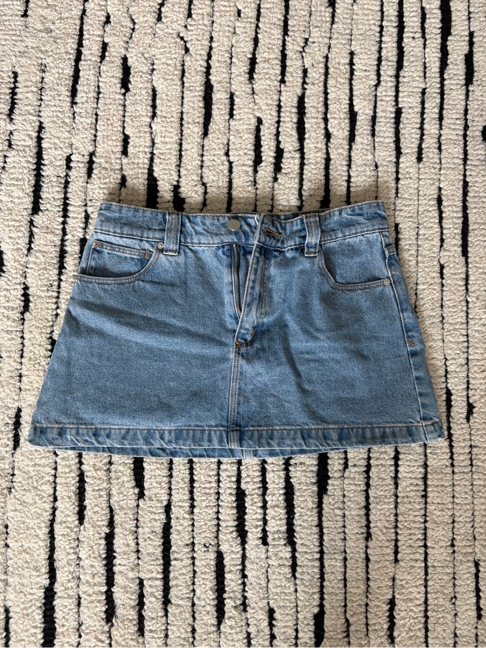 Abrand Light Blue Denim Mini Skirt - Casual A-Line